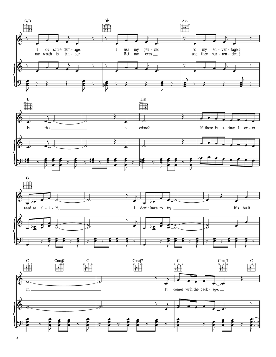 Confessions Of A Teenage Girl Piano, Vocal, Guitar scores gallery preview page 2
