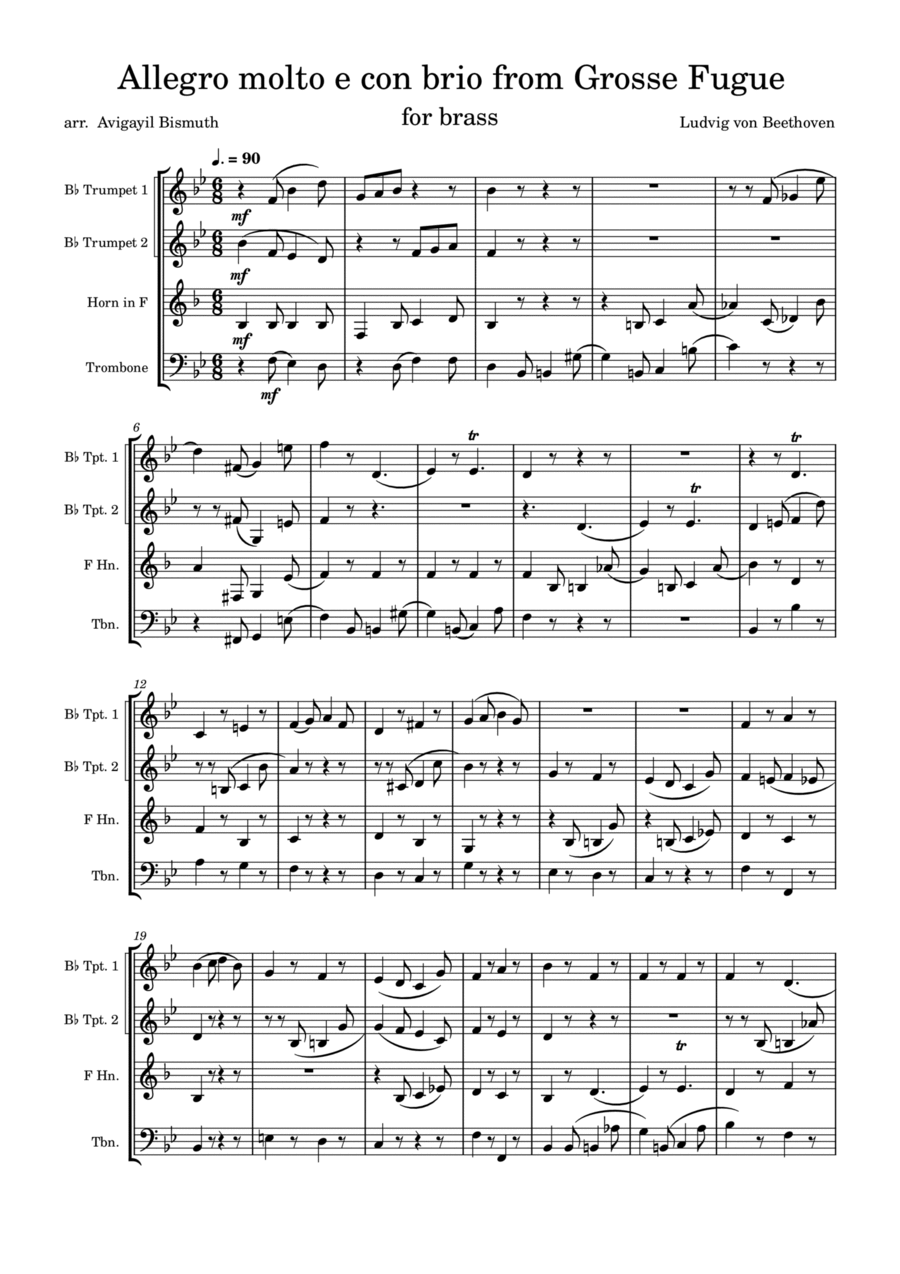 Allegro molto e con brio from Grosse Fuge Op. 133 Brass Ensemble scores gallery preview page 1