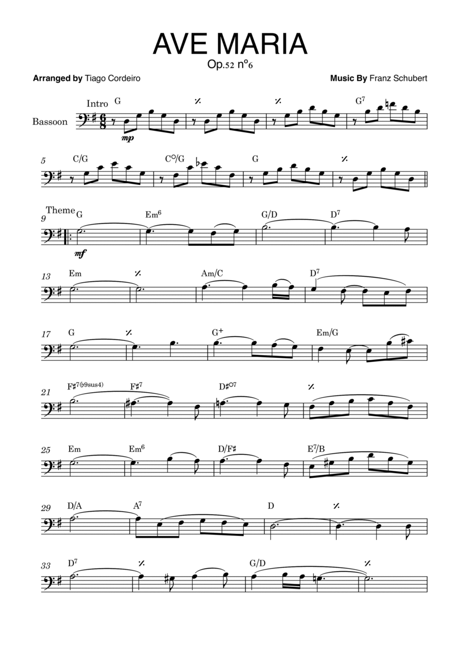 Ave Maria Op.52 nº6 Bassoon Solo scores gallery preview page 1