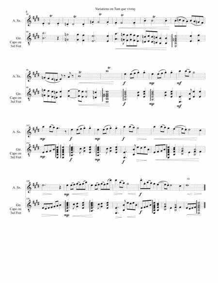 Variations on Tant que vivray for alto saxophone and guitar image number null