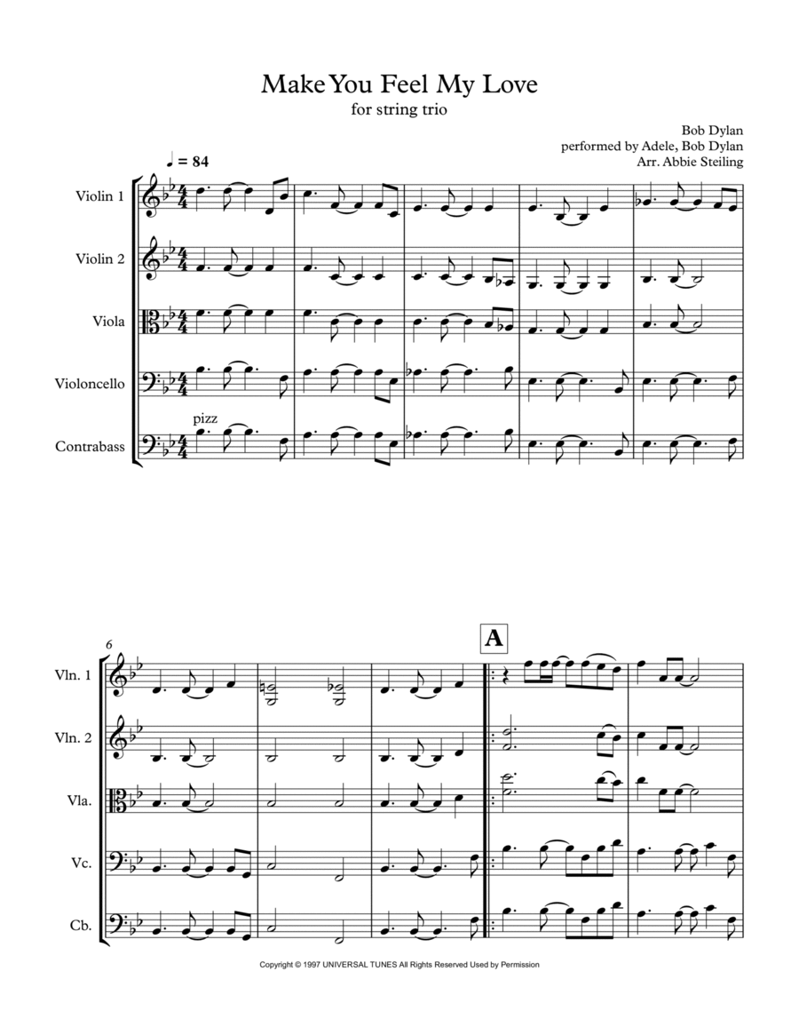 Make You Feel My Love Cello scores gallery preview page 1