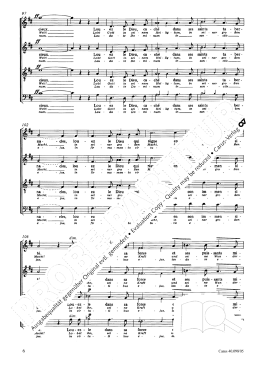 Psalm 150 (Der 150. Psalm) 4-Part scores gallery preview page 7