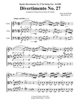 Haydn: Divertimento No. 27 for String Trio