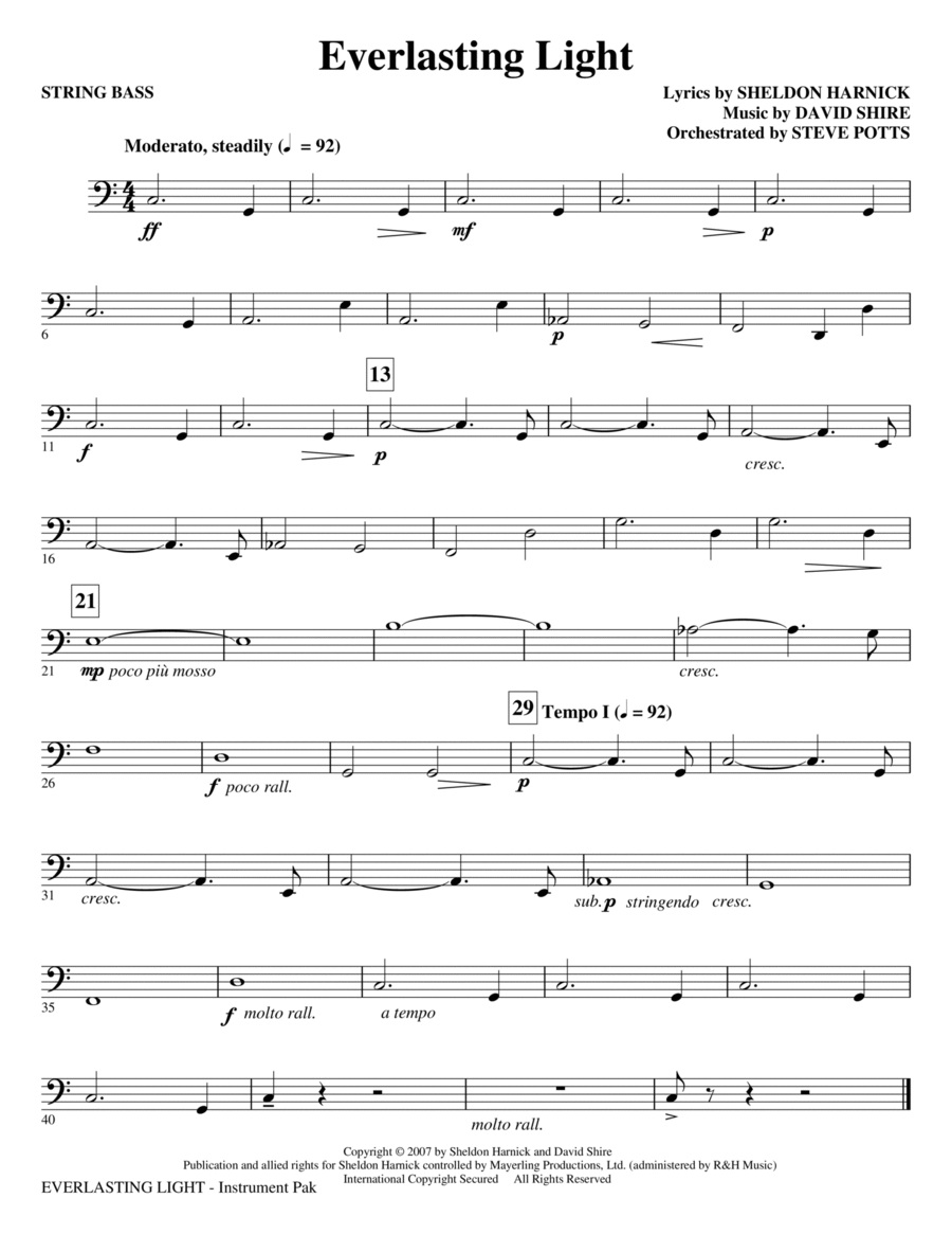 Everlasting Light - String Bass Choir scores gallery preview page 1