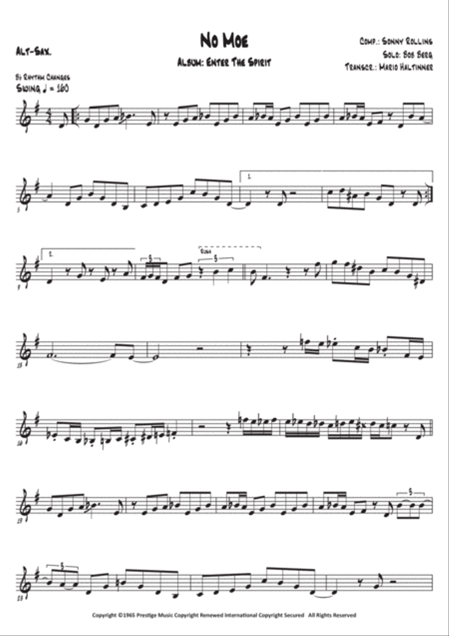 No Moe No Moe Alto Saxophone scores gallery preview page 2