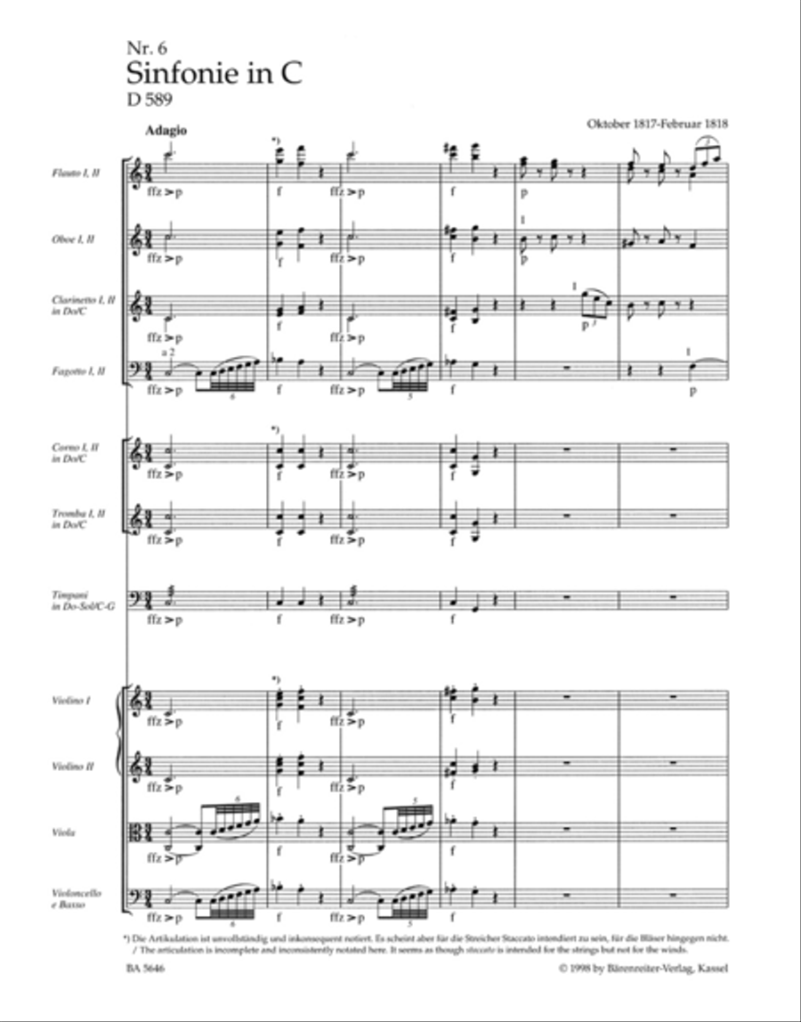 Symphony, No. 6 C major D 589 Orchestra scores gallery preview page 2