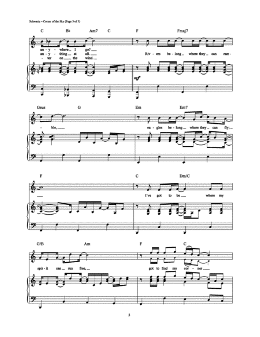 Corner of the Sky Piano, Vocal, Guitar scores gallery preview page 3