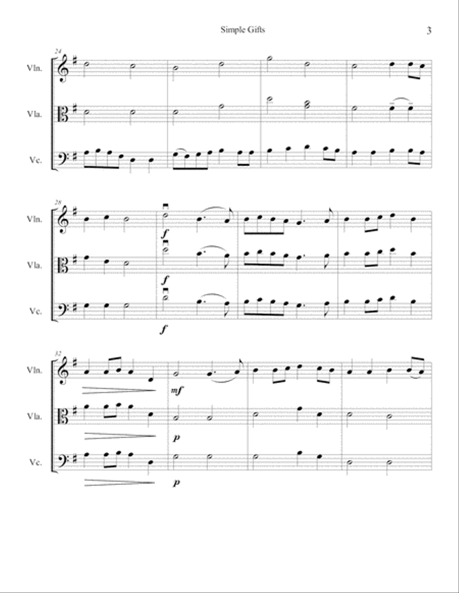 Simple Gifts String Trio scores gallery preview page 4