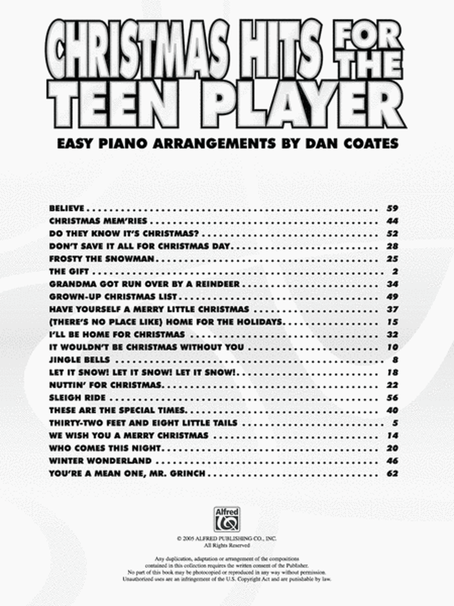 Christmas Hits for the Teen Player - Easy Piano