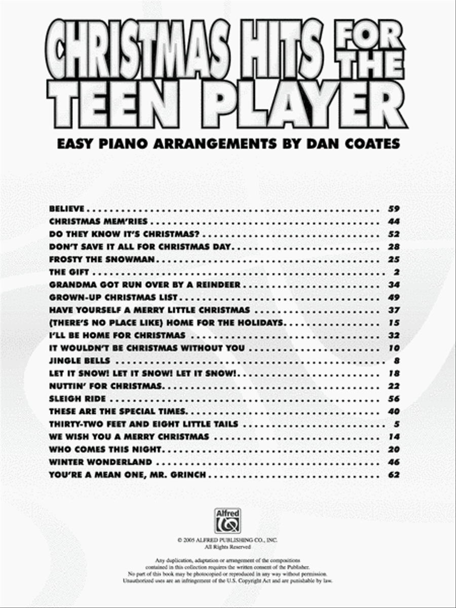 Christmas Hits for the Teen Player - Easy Piano Voice scores gallery preview page 2