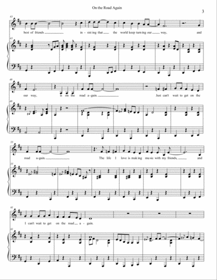 On The Road Again Voice scores gallery preview page 3