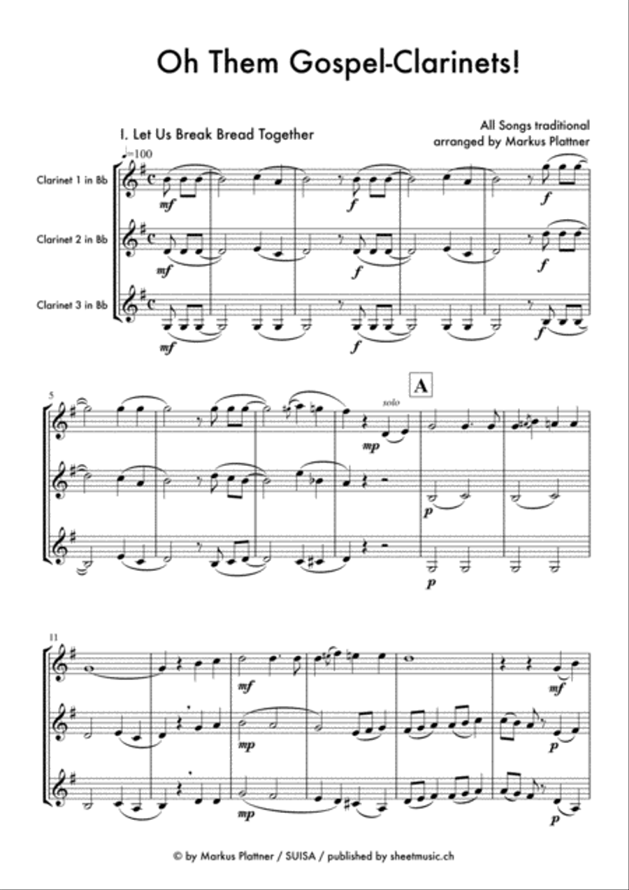 ‘Oh Them Gospel Clarinets’ for 3 Clarinets in Bb Woodwind Trio scores gallery preview page 3
