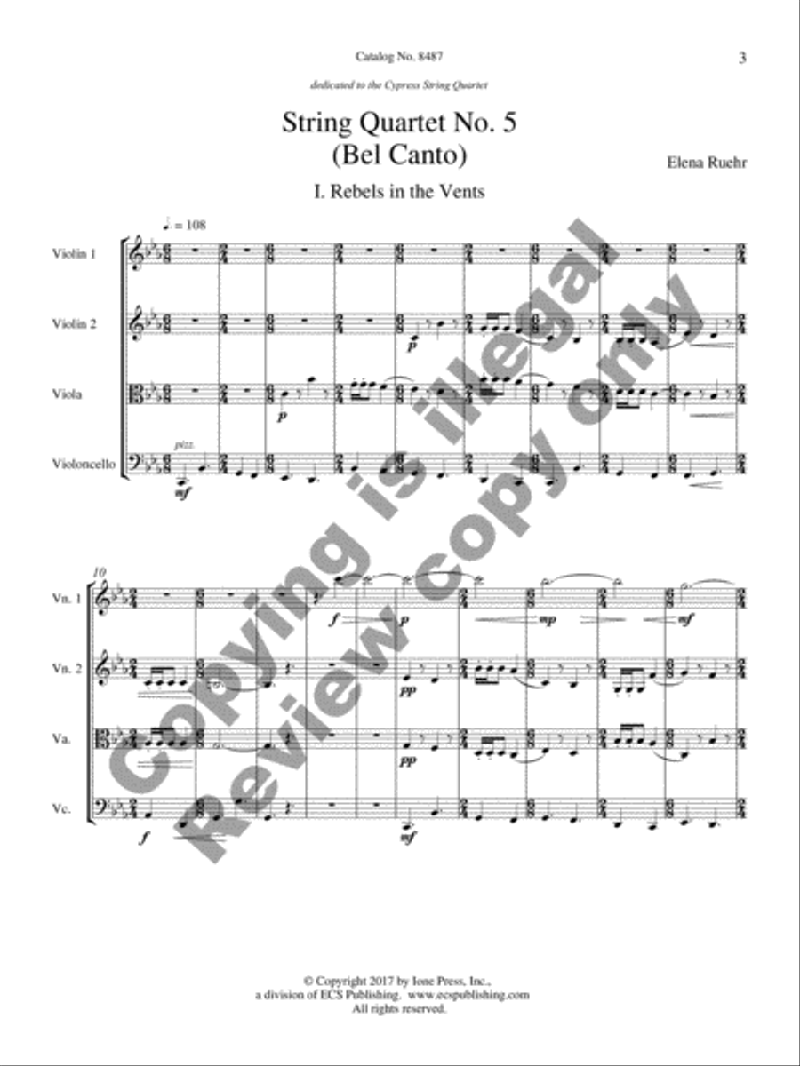 String Quartet No. 5 (Bel Canto) String Quartet scores gallery preview page 23