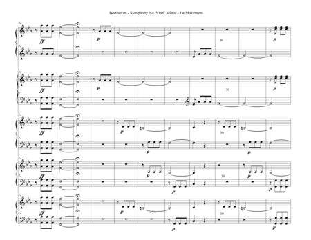 Beethoven - Fifth Symphony - First Movement - arranged for Five Pianos