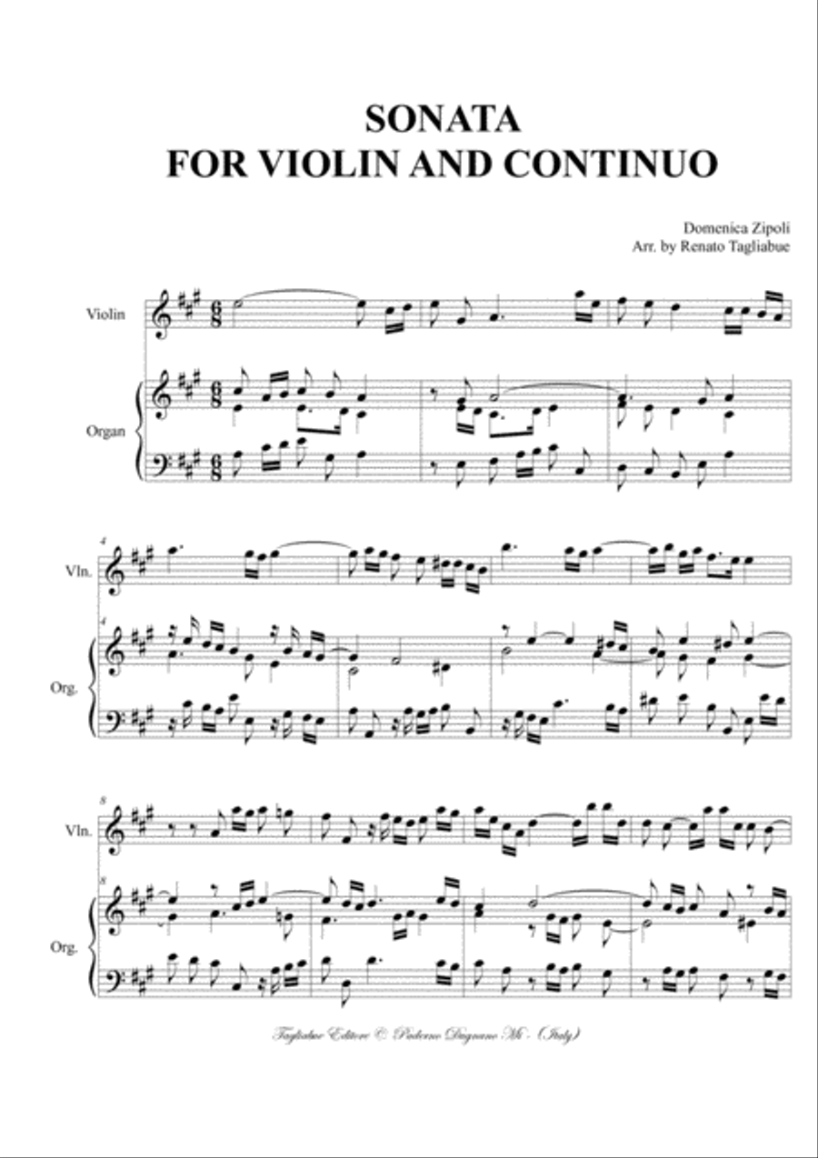 SONATA FOR VIOLIN AND CONTINUO - ZIPOLI - With Violin part Small Ensemble scores gallery preview page 2