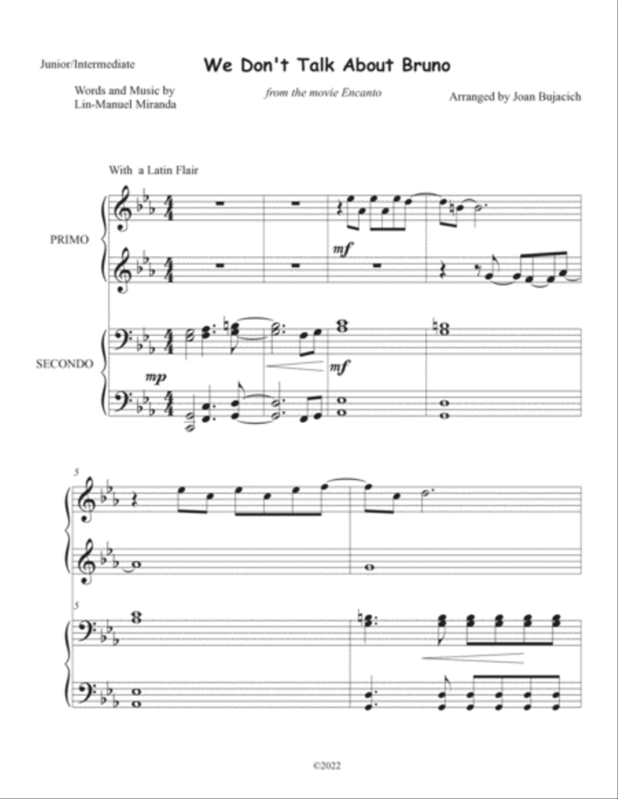 We Don't Talk About Bruno 1 Piano, 4-Hands scores gallery preview page 2