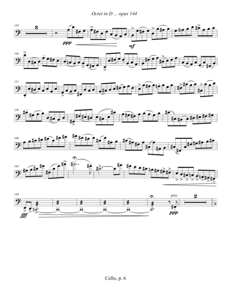 Octet in D, opus 144 (2012) cello part