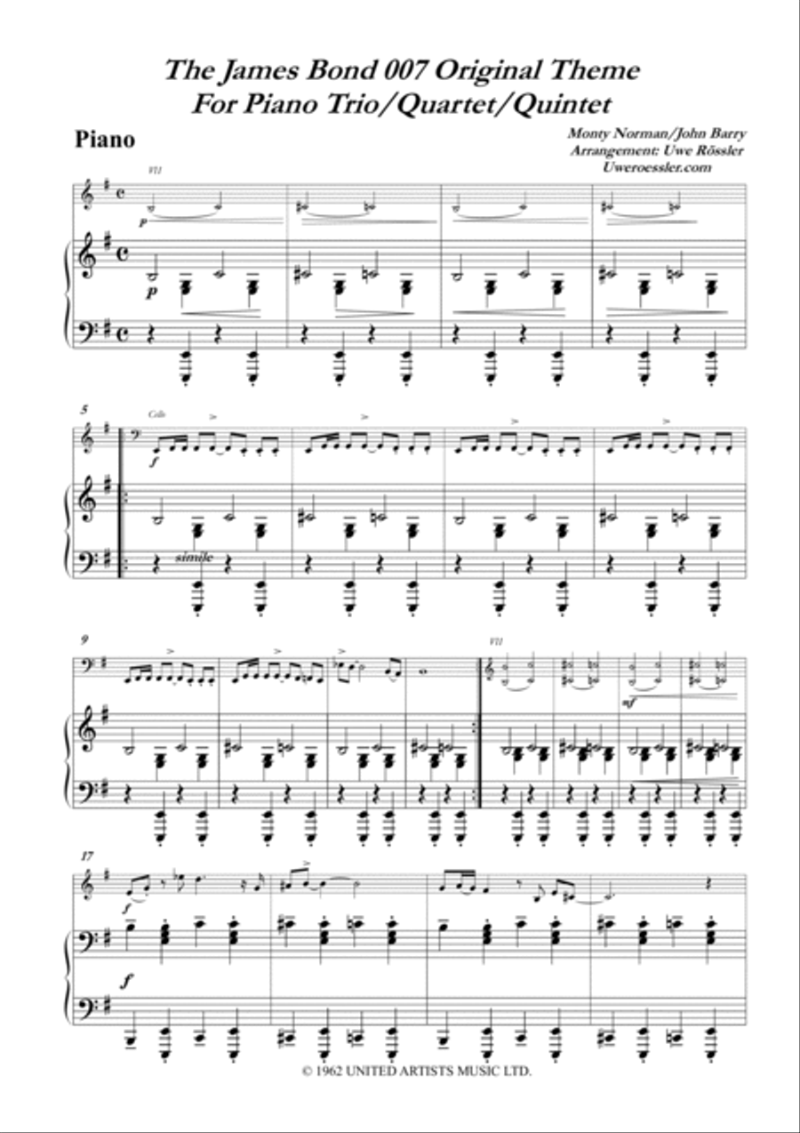 James Bond Theme Piano Trio scores gallery preview page 6