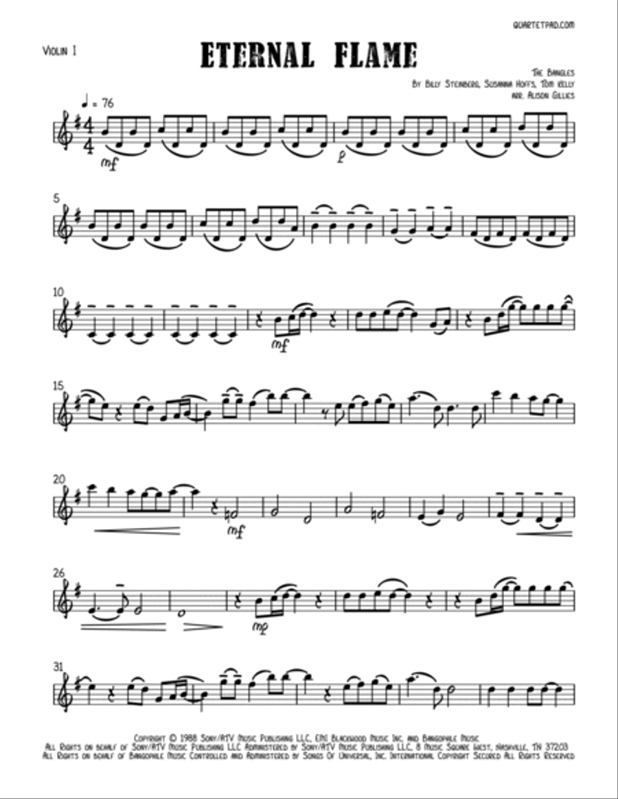 Eternal Flame Eternal Flame String Quartet scores gallery preview page 6