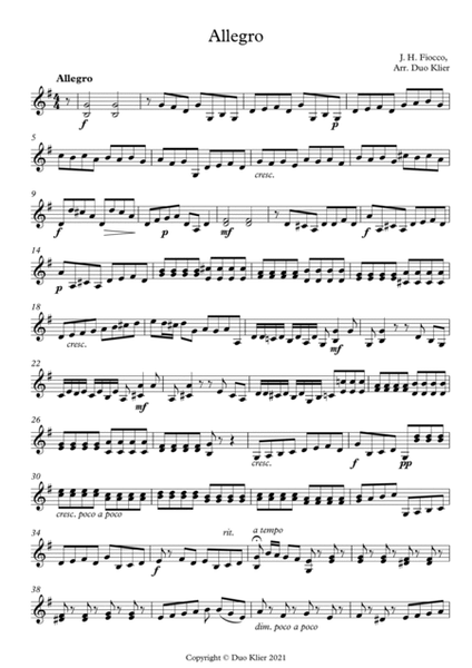 Fiocco - Allegro (2nd violin)