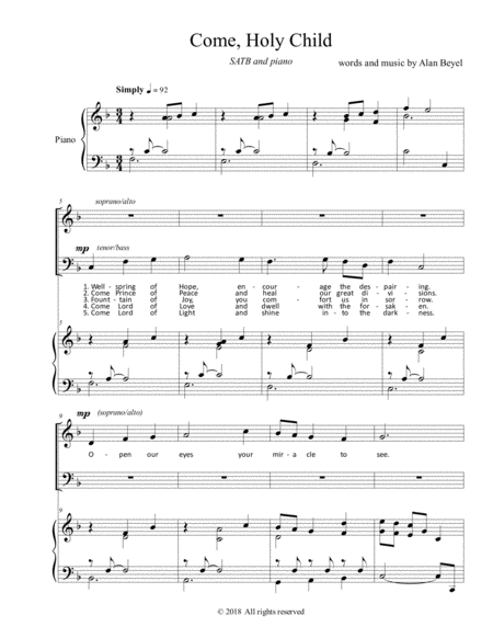 Come, Holy Child (SATB and piano with narration and Optional Congregation) 7 pages image number null