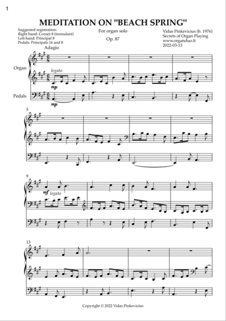 Lent Organ Music, Vol. 1 by Vidas Pinkevicius Organ Solo scores gallery preview page 2