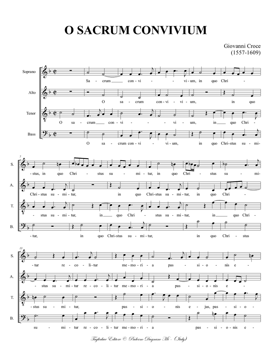 O SACRUM CONVIVIUM - G. Croce - For SATB Choir 4-Part scores gallery preview page 2