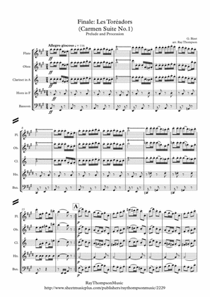 Book cover for Bizet: Finale: Les Toréadors (Carmen Suite No. 1) - wind quintet