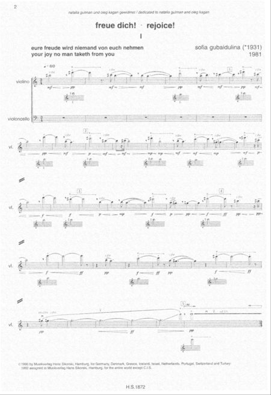 Freue Dich Sonata For Violin & Cello Cello scores gallery preview page 2