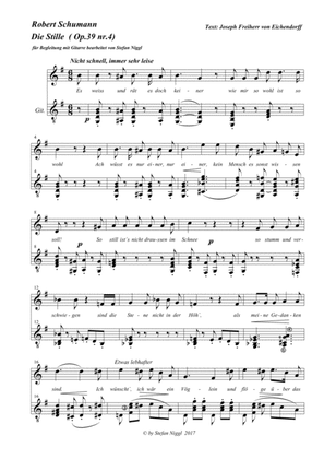 "Die Stille", Op.39 no.4 for medium Voice and Guitar