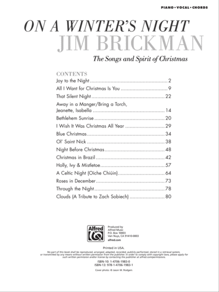 Jim Brickman -- On a Winter's Night Piano, Vocal, Guitar scores gallery preview page 3