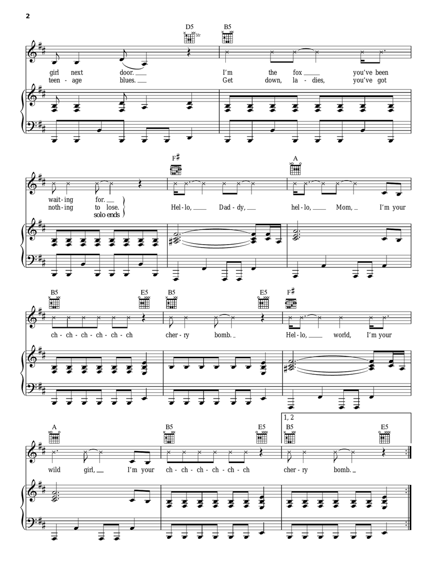 Cherry Bomb Cherry Bomb Piano, Vocal, Guitar scores gallery preview page 2