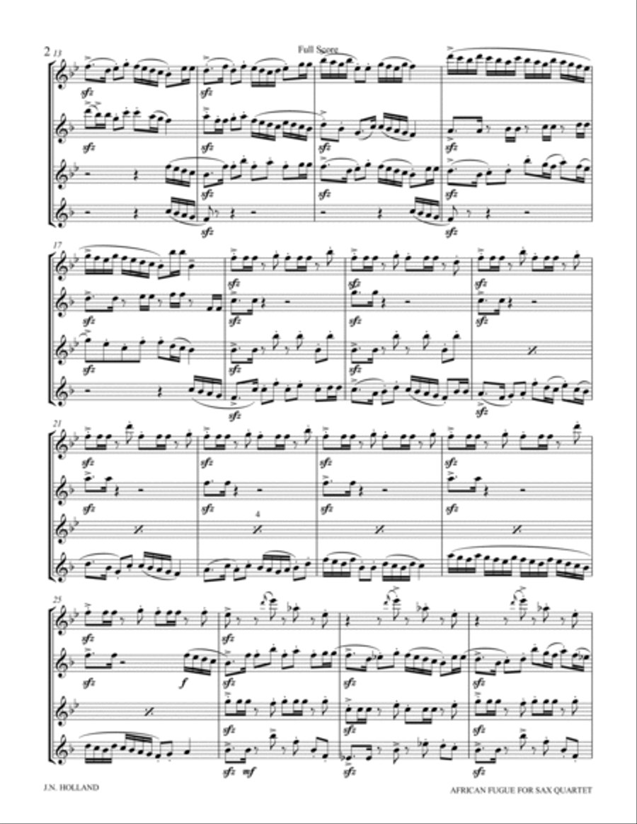 African Fugue for Saxophone Quartet Saxophone Quartet scores gallery preview page 6