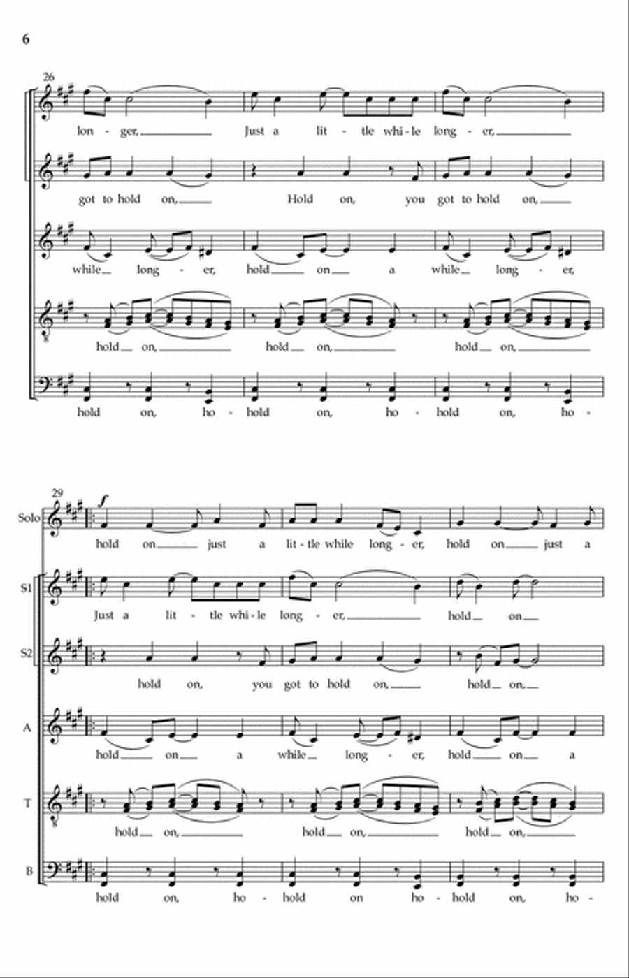 Hold On Just A Little While Longer 4-Part scores gallery preview page 4