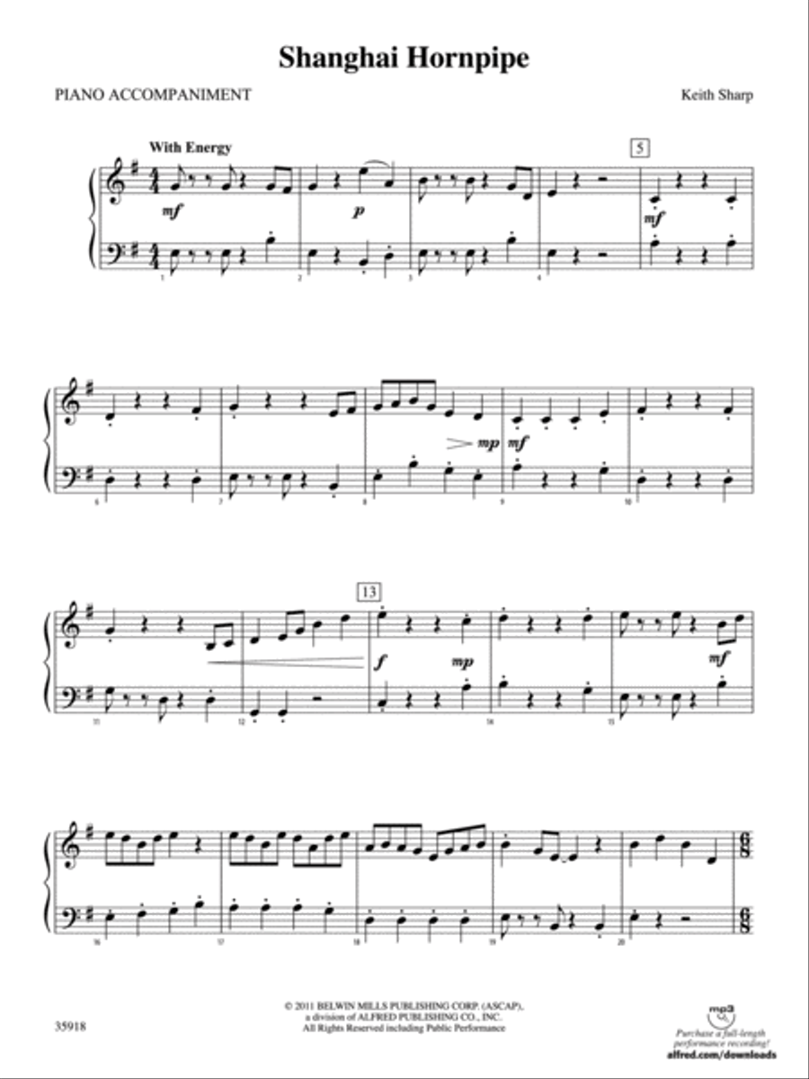 Shanghai Hornpipe: Piano Accompaniment Orchestra scores gallery preview page 1