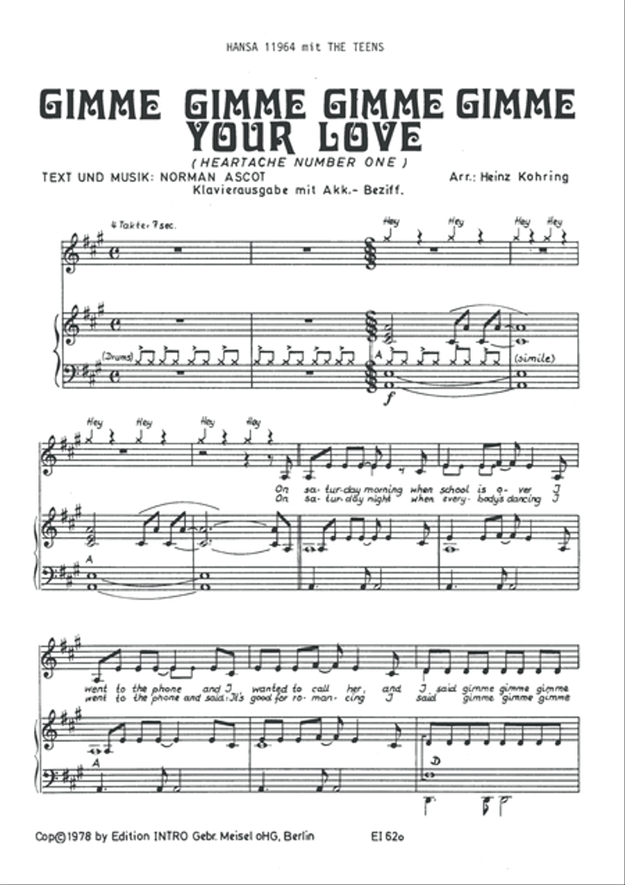 Gimme Gimme Gimme Gimme Your Love Piano, Vocal scores gallery preview page 3