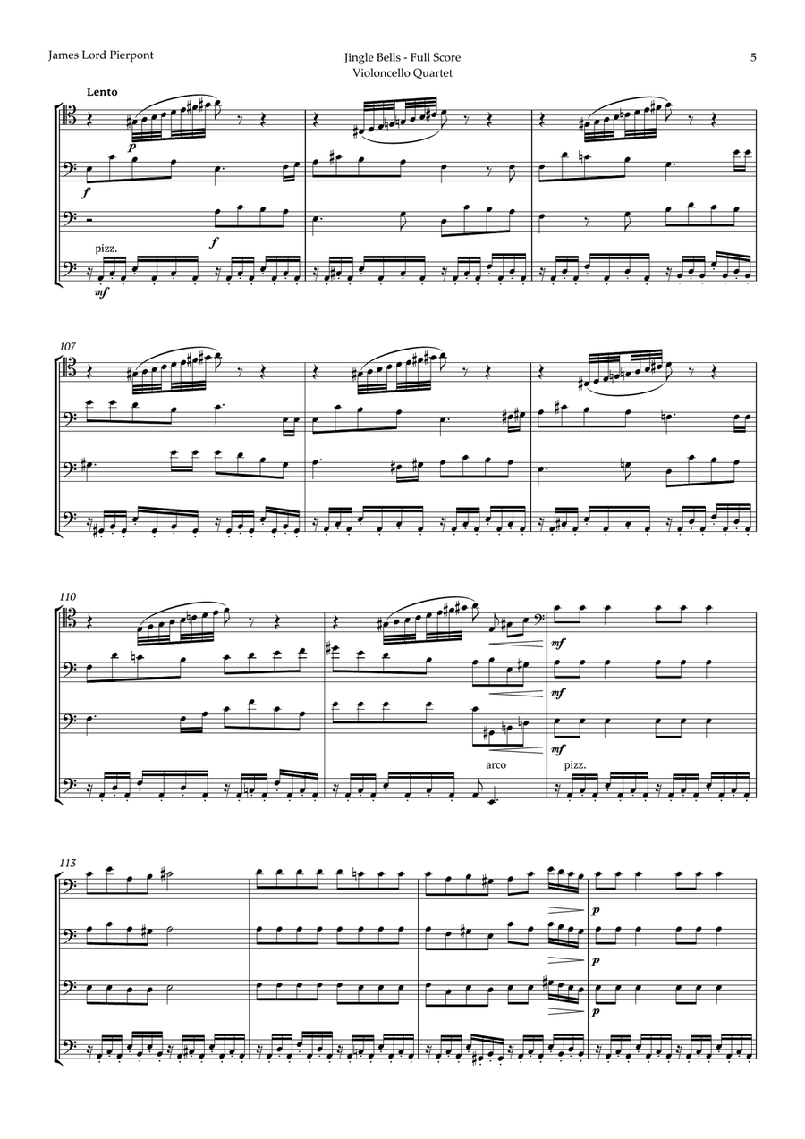 5 Christmas Songs for Violoncello Quartet plus one Bonus String Quartet scores gallery preview page 6