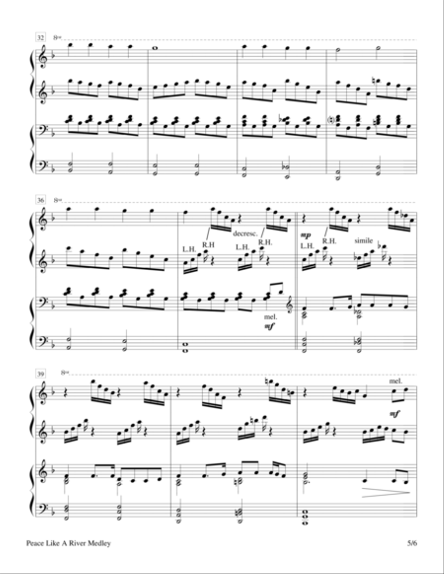 Peace Like A River Medley (1 Piano, 4 Hands) image number null