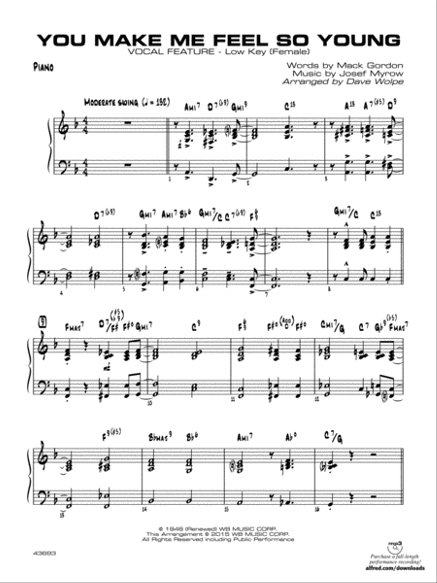 You Make Me Feel So Young: Piano (Low Key - Female) Jazz Ensemble scores gallery preview page 1