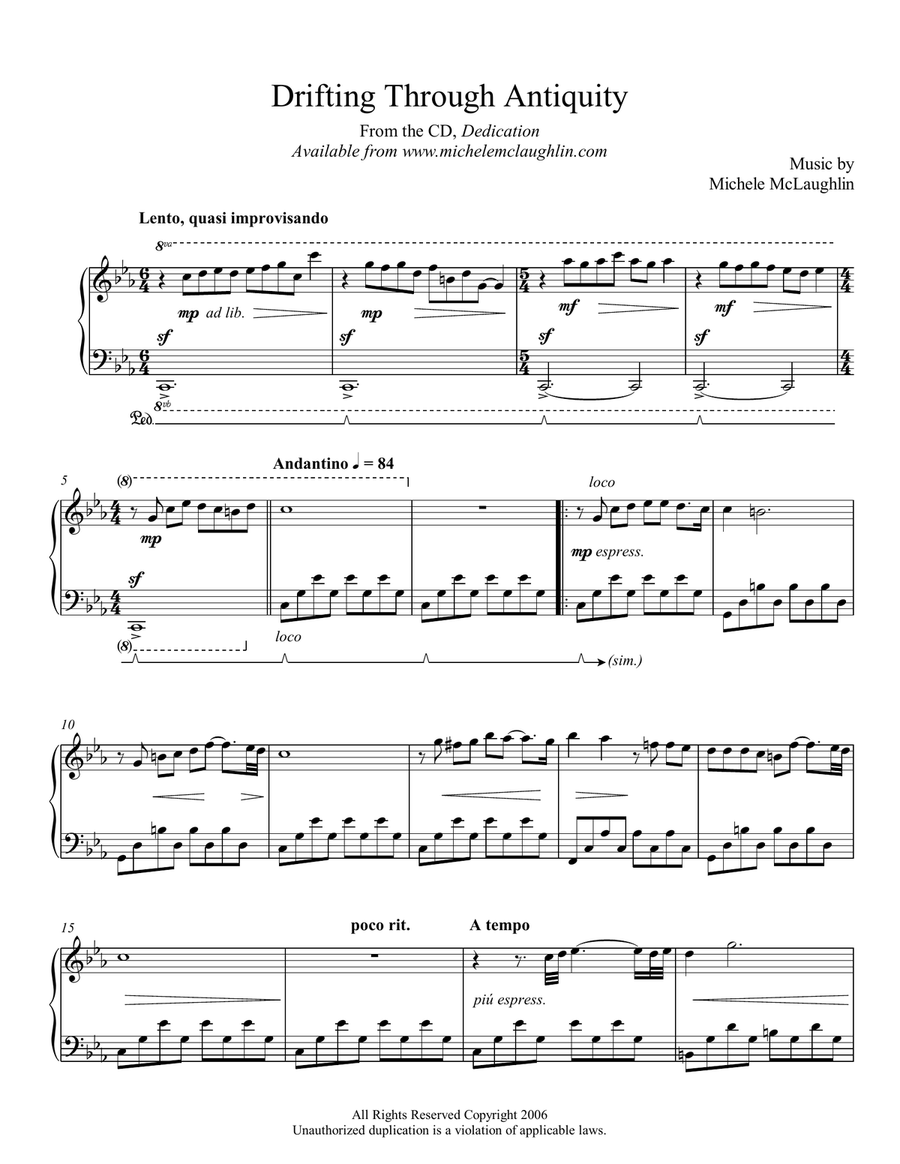 Drifting Through Antiquity Piano Solo scores gallery preview page 1