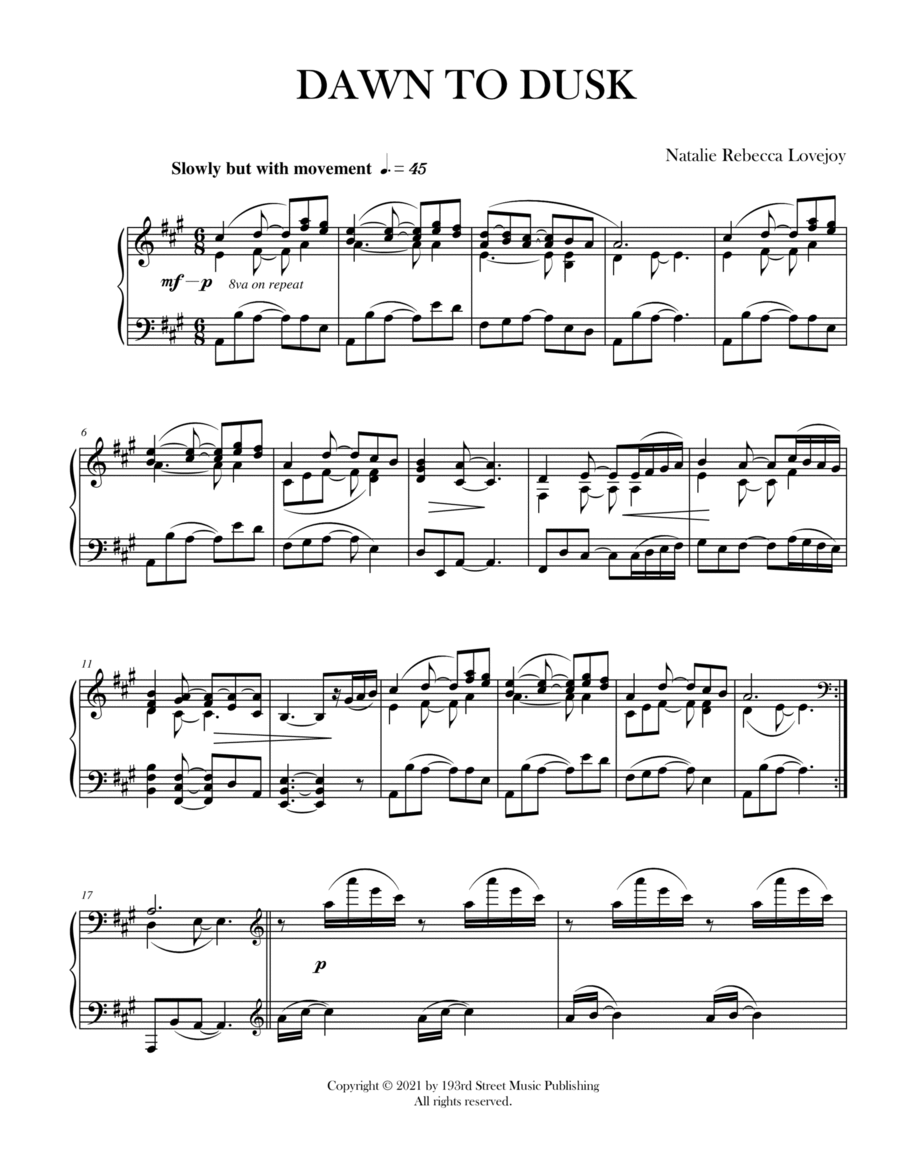 Dawn to Dusk Piano Solo scores gallery preview page 1