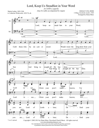 Lord, Keep Us Steadfast in Your Word (SATB a cappella)