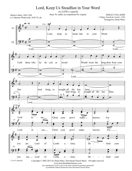 Lord, Keep Us Steadfast in Your Word (SATB a cappella) image number null