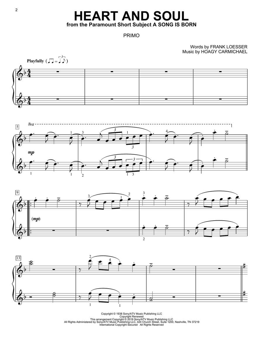 Heart And Soul 1 Piano, 4-Hands scores gallery preview page 2