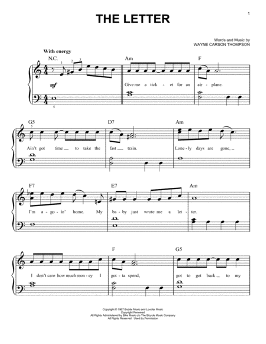 The Letter Easy Piano scores gallery preview page 1