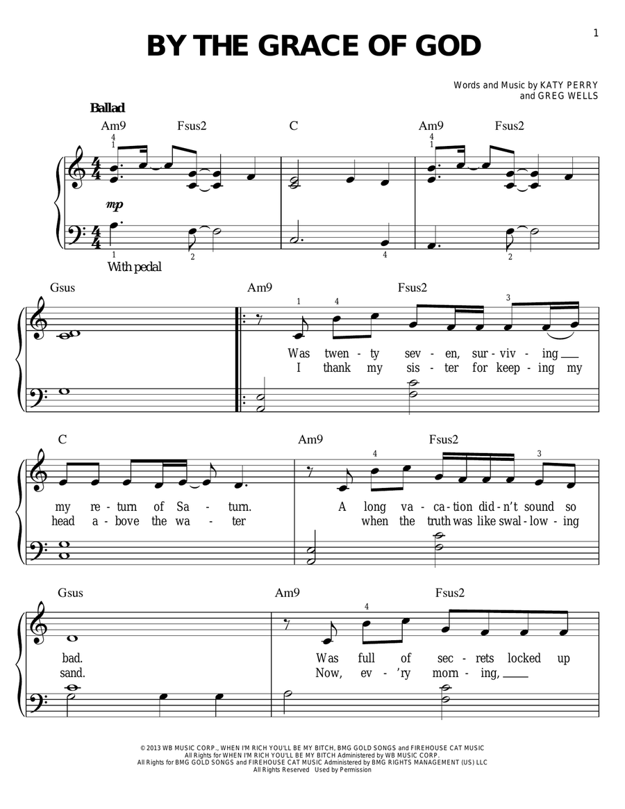 By The Grace Of God Easy Piano scores gallery preview page 1