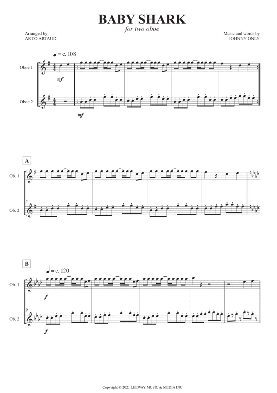 Baby Shark Baby Shark Woodwind Duet scores gallery preview page 1