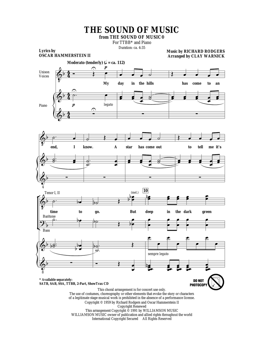 The Sound Of Music TTBB scores gallery preview page 1