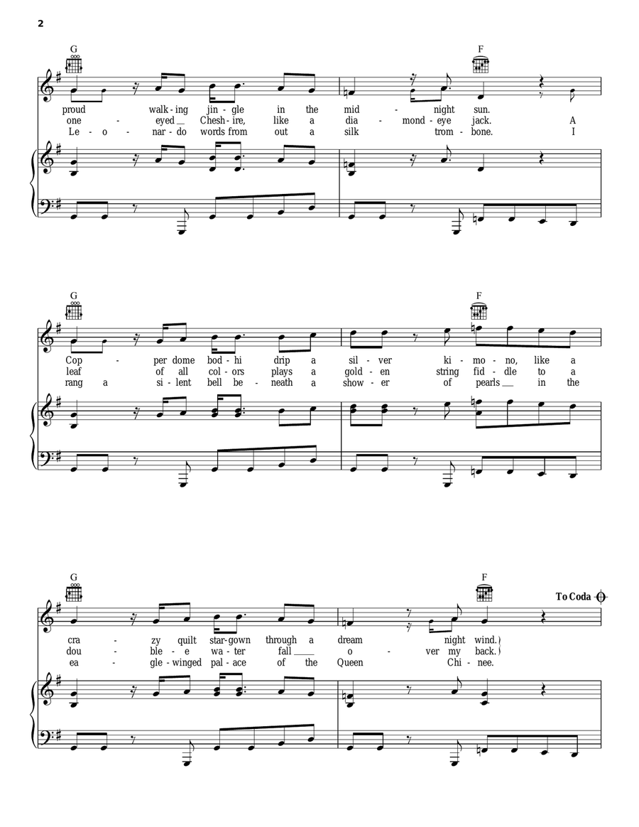 China Cat Sunflower China Cat Sunflower Piano, Vocal, Guitar scores gallery preview page 2
