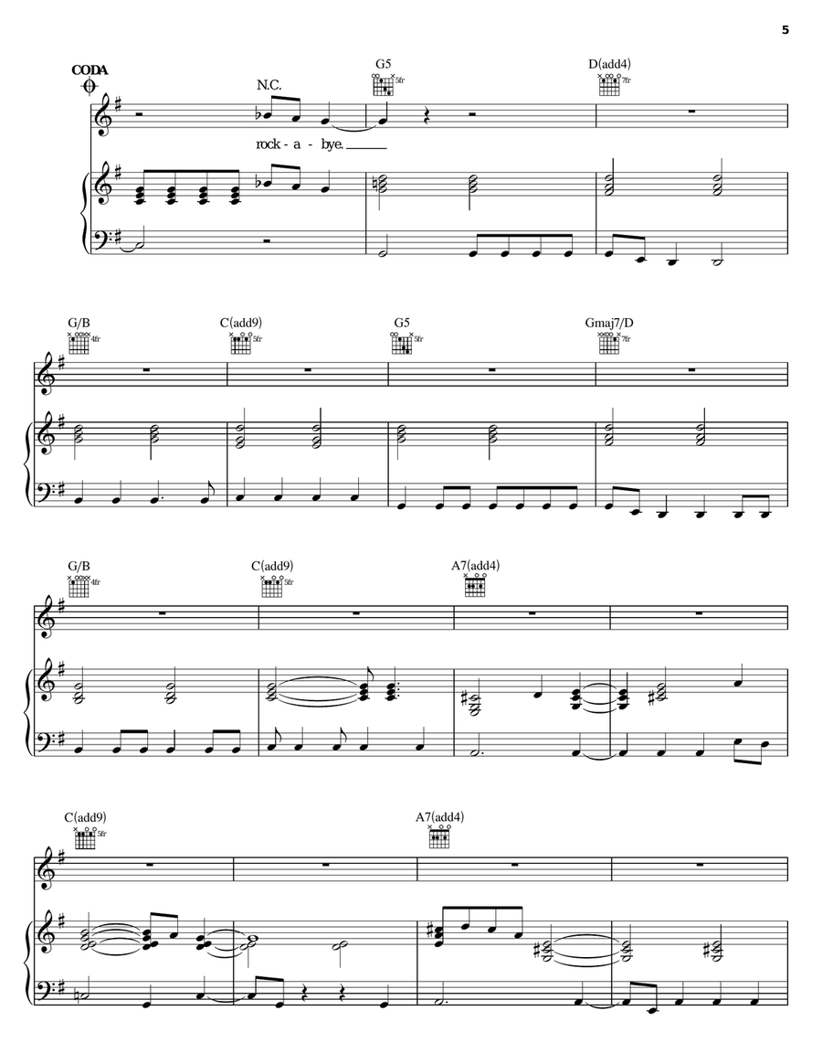 Lullaby Piano, Vocal, Guitar scores gallery preview page 5